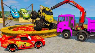 Big High Ramp Jumps | Epic Mcqueen Vs MAN Truck Vs PIXAR Cars Vs Monster Trucks - BeamNG.drive #40 screenshot 2
