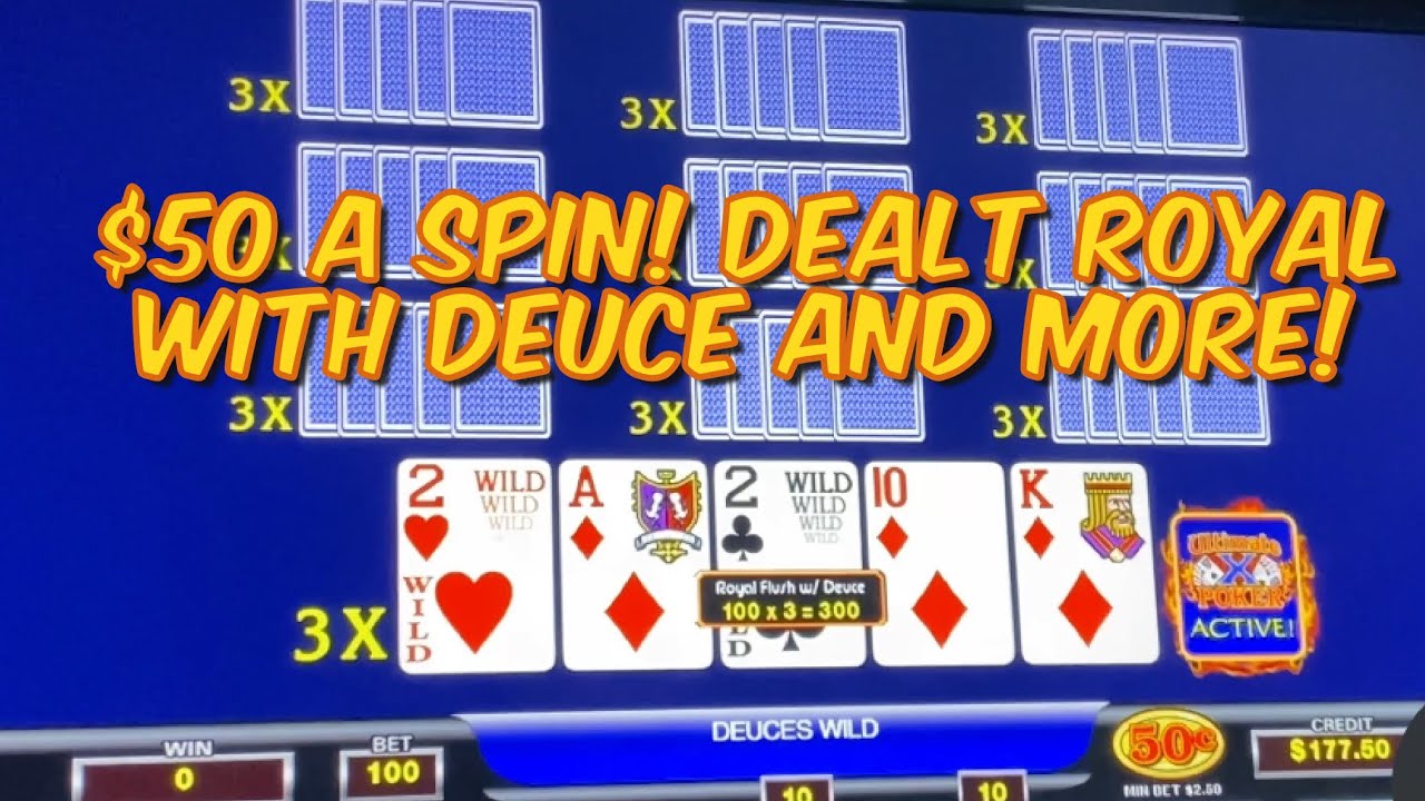 50 A SPIN Ultimate X Video Poker Two Handpays, Dealt Royal Flush