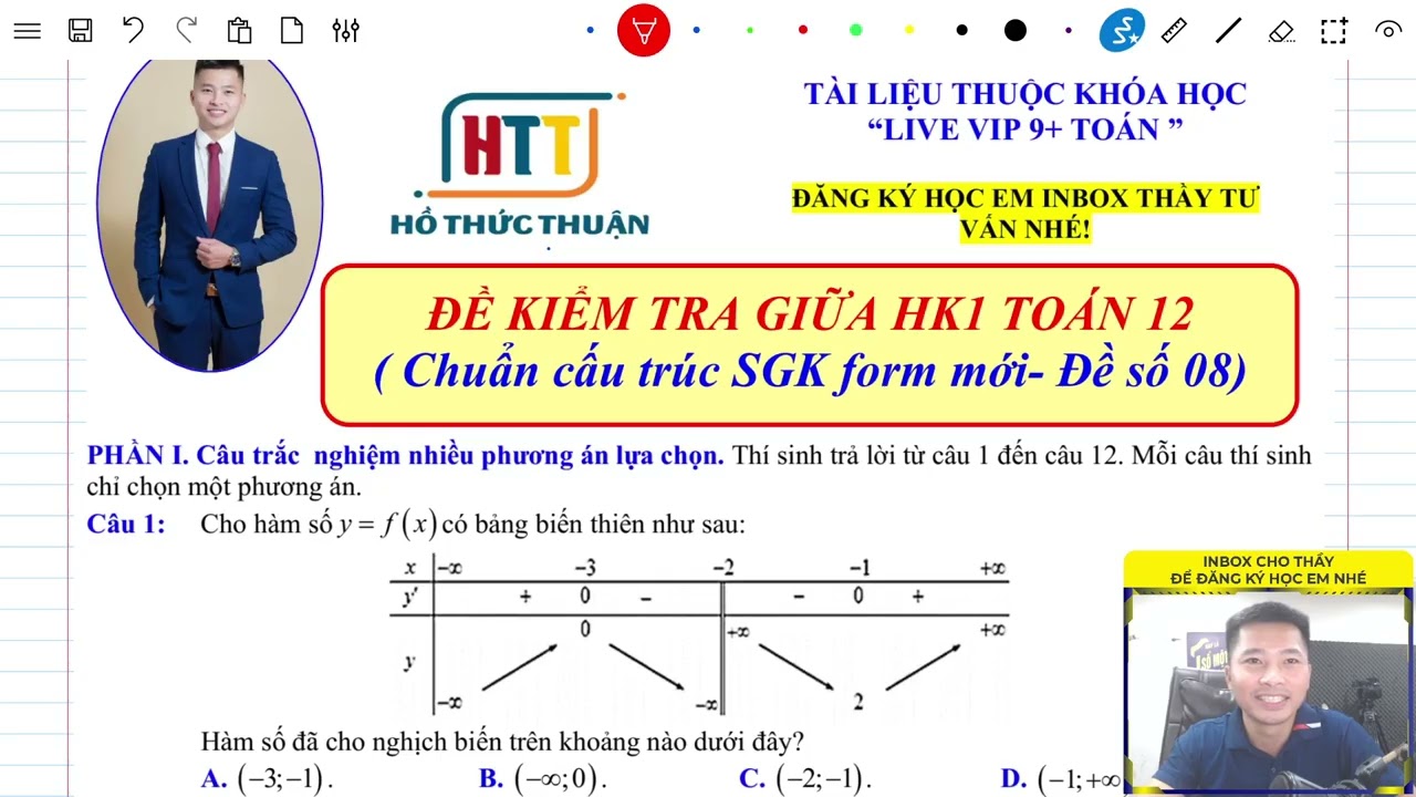 [ HÓT LIVE 2K8]-ÔN THI GIỮA HK1 TOÁN 12 (Đề số 08) nắm chắc 9+ Toán