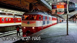 ЧС6-029 с поездом №6А сообщением Москва – Санкт-Петербург и ЧС2Т-1005 на Ленинградском вокзале