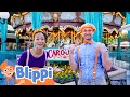 Blippi and Meekah&#39;s Theme Park Adventure!  | 🔤 Moonbug Subtitles 🔤 | Learning Videos