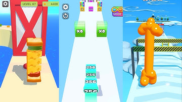 Sandwich Runner vs Jelly Run 2048 vs Tall Man Run - All Levels GamePlay Walkthrough iOS,Android