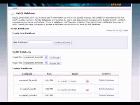 A guide to creating and modifying MySQL databases in cPanel.