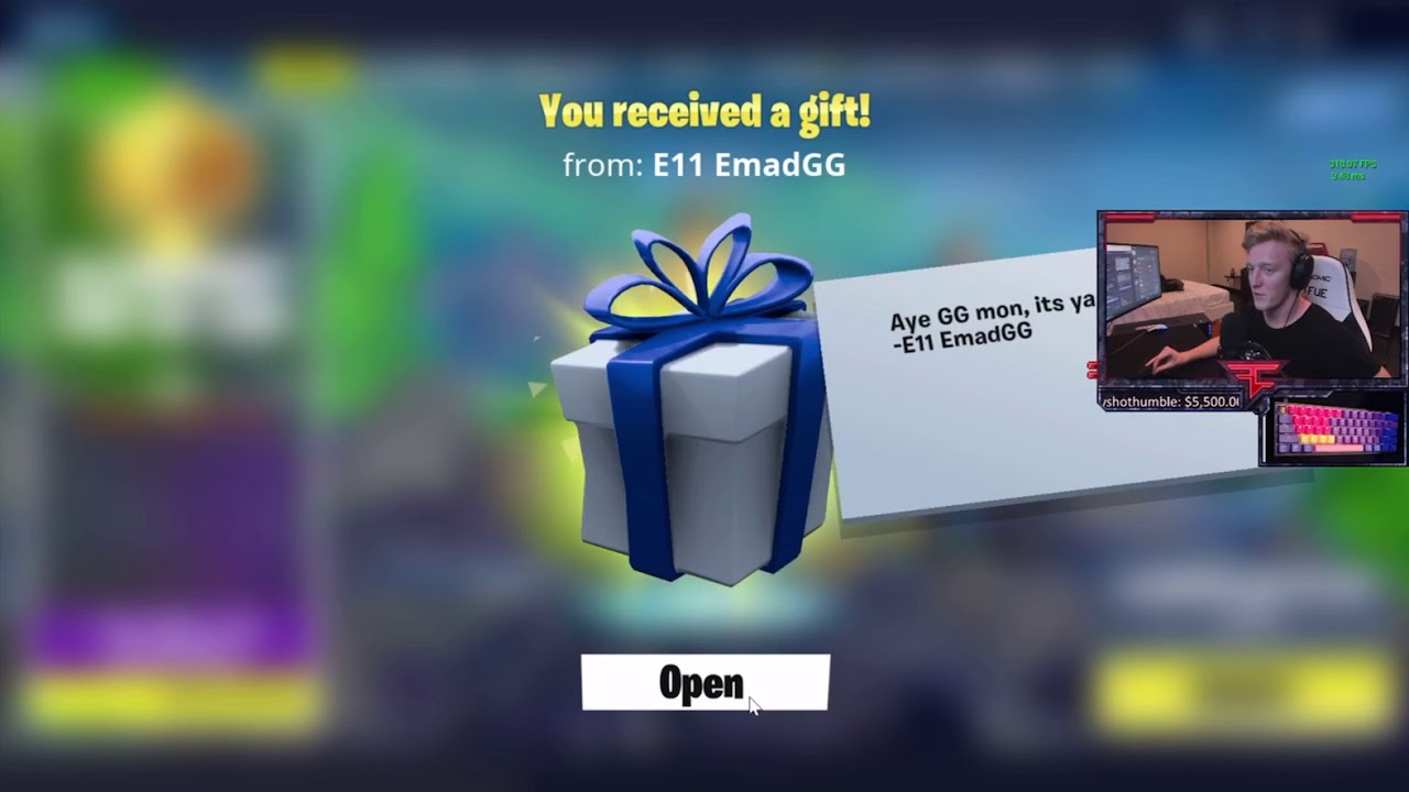 Tfue gets donated Airheart by Nate Hill and other skins too