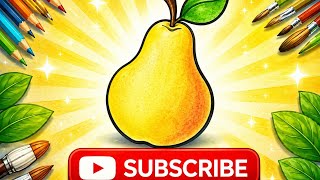 Easy Pear Drawing for Kids | Simple Fruit Drawing & Coloring Tutorial 🍐🎨