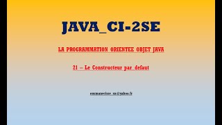 CI 2SE PooJava21 Constructeur par defaut