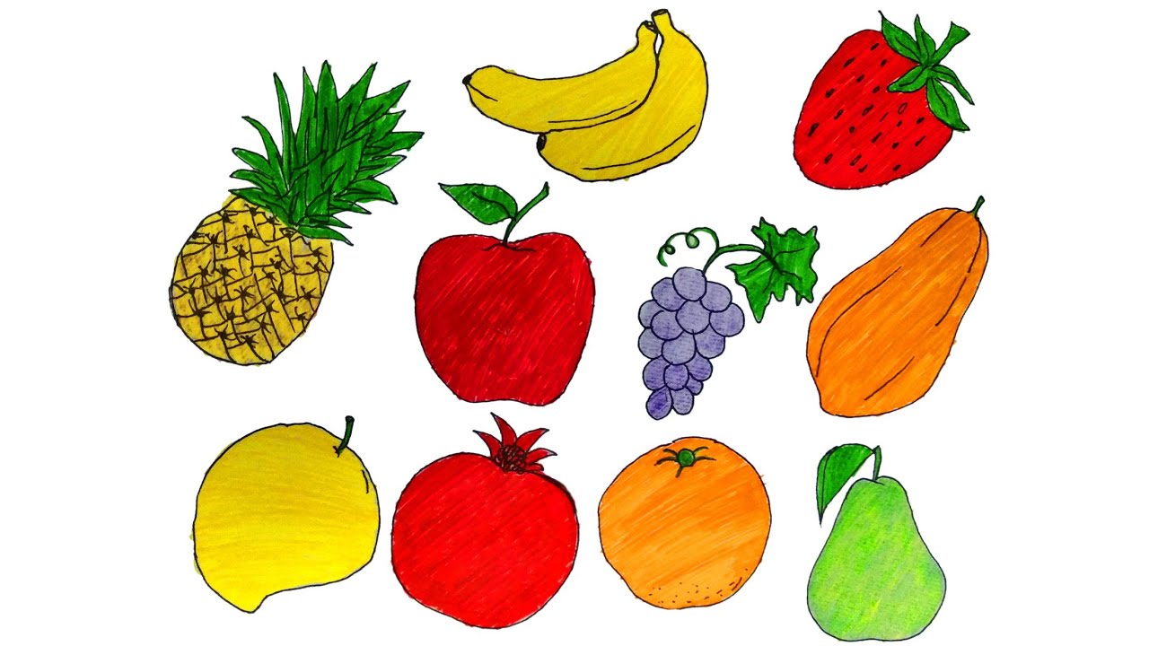 fruits drawing/how to draw fruits/easy drawing for kids/easy ...