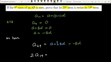 If the 9th term of an ap is zero prove that its 29th term is twice its 19th term | Arithmetic Progre