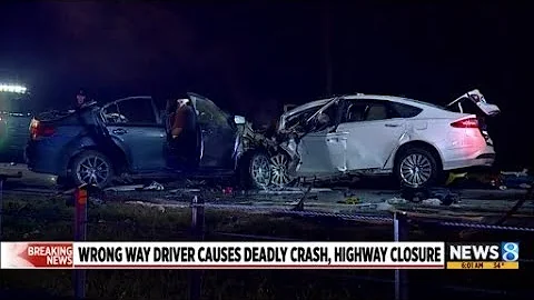 Wrong way driver causes deadly crash, highway closure