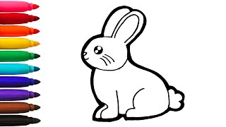 How to draw and colour a cute BUNNY | Drawings for kids and toddlers