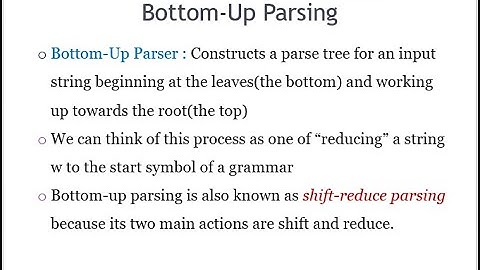 Bottom-up parsing l Shift Reduce Parsing in Hindi | Compiler Construction