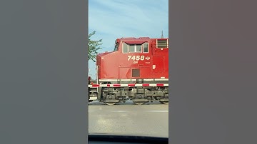 Here’s CPKC 118 rolling through Alliston Ontario with 7458 in the lead #railway #train #cp