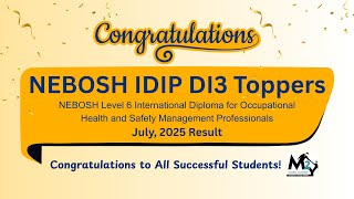 NEBOSH IDIP DI3 Results July, 2025 | M2Y Global Academy Students Achieve Excellent Results #video
