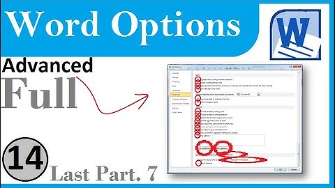Ms Word 2010 Options Advanced tab Last Part in Pashto | winword 2010 Options Advanced tab last Part