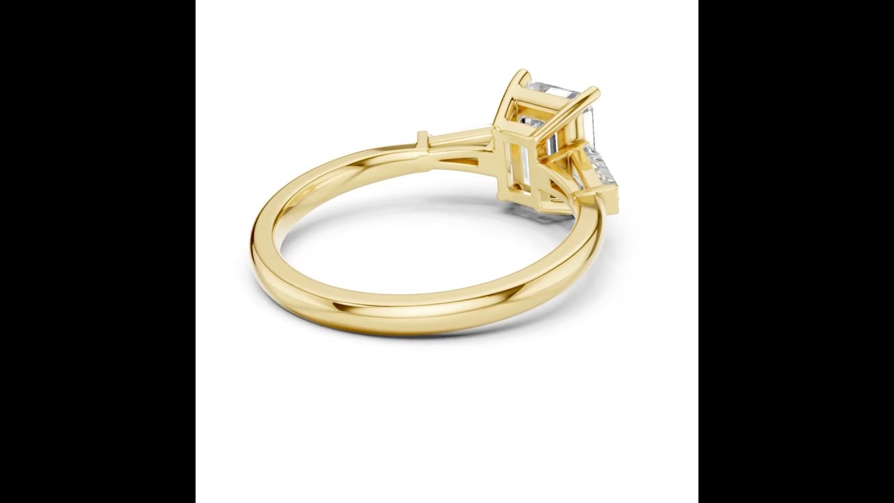 Emerald Diamond With Tapered Side Accents Ring