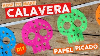 How to make papel picado calaveras: Sugar skull decoration to make for Dia de los Muertos!