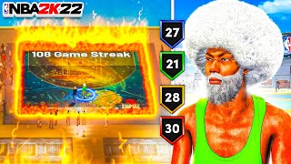 I WENT ON A 108 GAME WIN STREAK WITH THE NEW BEST BUILD on NBA 2K22!