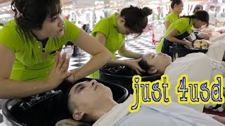 Vietnam Barbershop Massage Face & Wash Hair with Beautifull Girl