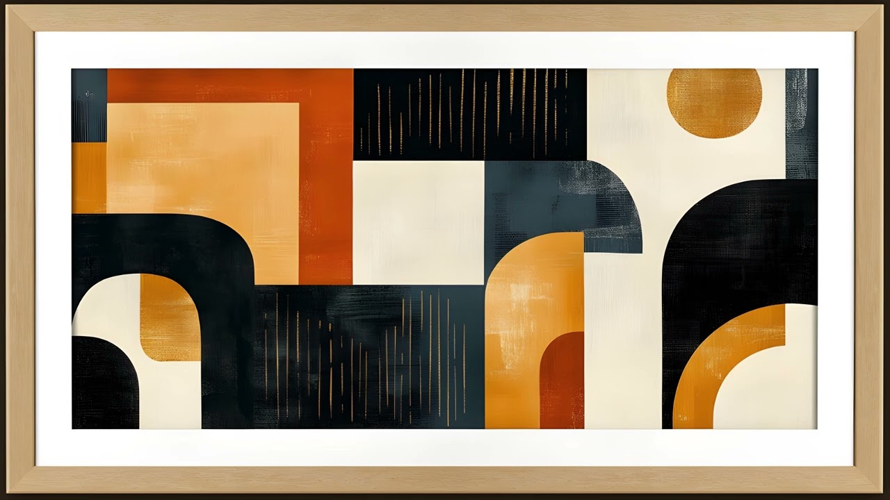 Modern Boho Geometric Shapes, Mid Century Painting | Frame TV Art Screensaver