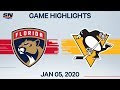 NHL Highlights | Panthers vs Penguins – Jan. 5, 2020