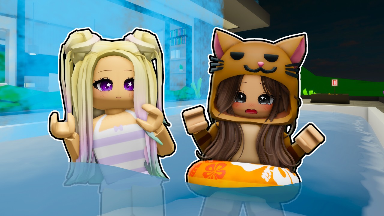 VIVIMOS en nuestra PISCINA por 24 HORAS con Mandarina en Brookhaven Roblox