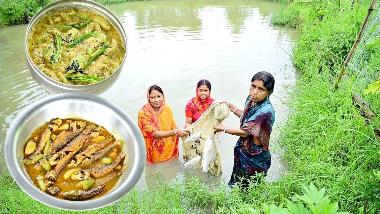 বাড়ির পুকুরে নেমে মাছ ধরলাম,আলু দিয়ে মাছের ঝোল আর ঝিঙে ভাপা রান্না করে দুপুরে খাওয়া দাওয়া করলাম
