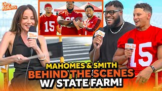 Chiefs Patrick Mahomes & Trey Smith Take Kay Adams Behind The Scenes Of New State Farm Commercial