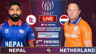 NETHERLAND  VS NEPAL 2ND INNING LIVE SCORE & COMMETARY | NEPAL VS NED WCL2 NEPAL 2ND INNING BATTING