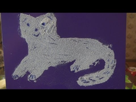 Детские поделки Картинка из манки Мои поделки 2014 /How to make a picture of semolina or groats