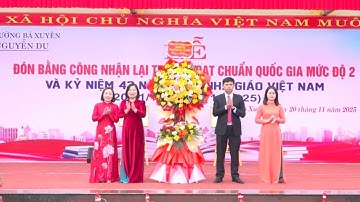 TRƯỜNG THCS NGUYỄN DU LỄ ĐÓN BẰNG CÔNG NHẬN LẠI TRƯỜNG ĐẠT CHUẨN QUỐC GIA MỨC ĐỘ 2