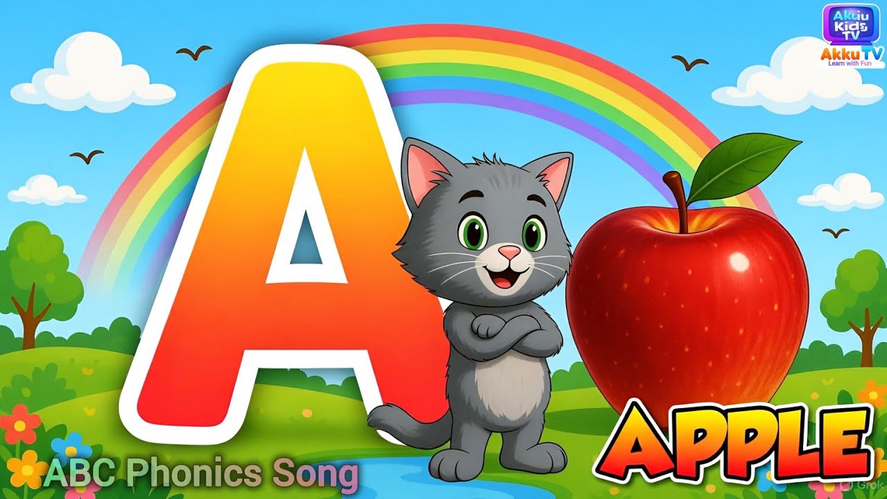 A for Apple 🍎 B for Ball ⚽ | Learn Alphabet ABCD for kids | ABC Phonics ...