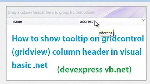How to show tooltip on gridcontrol (gridview) column header in visual basic .net | (DevExpress)