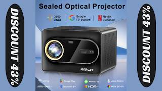 HORLAT Sealed Optical Google TV Projector 3500ANSI Bluetooth Voice Control Auto Focus WiFi 6 4K UHD