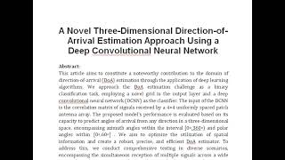 A Novel Three Dimensional Direction of Arrival Estimation Approach Using a Deep Convolutional Neural