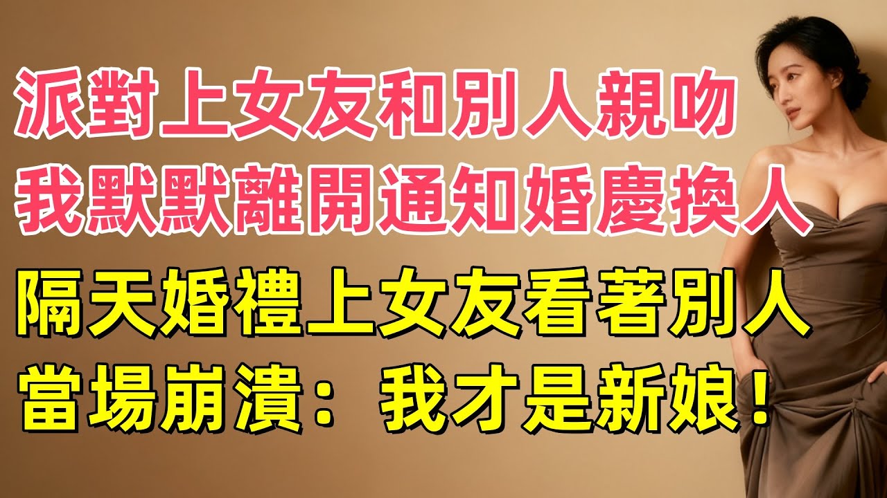 派對上女友和別人親吻，我默默離開通知婚慶換人，隔天婚禮上女友看著別人，當場崩潰：我才是新娘！