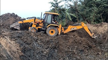 JCB Backhoe Loader Machine Making A Bridge Foundation - JCB Working New Video