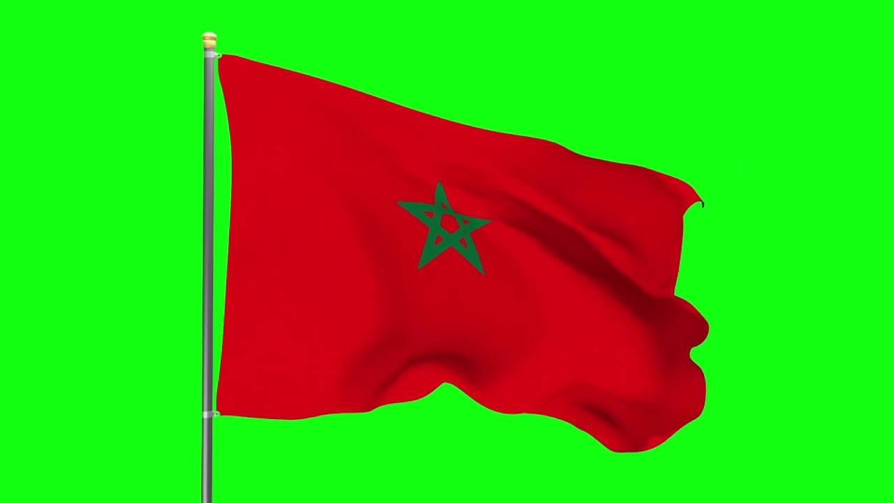 Morocco Flag 1 | Green screen 4K HD  Video | Animated YouTube | No Copyright | Royalty-Free