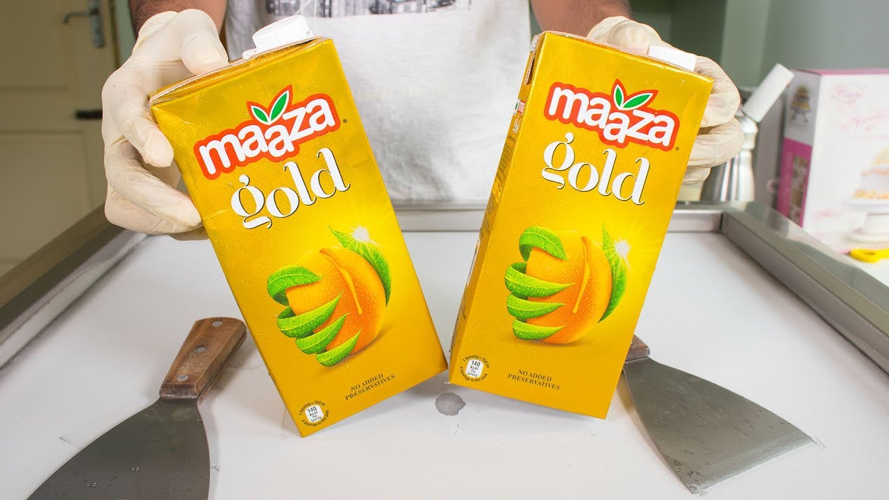 MAAZA Gold Mango Drink ICE CREAM ROLLS - SATISFYING ASMR VIDEO