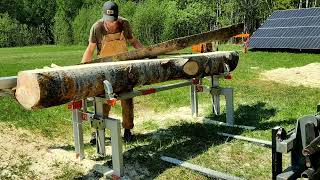 Logosol F2- Cutting wide boards of big aspen log Stihl MS661 #Logosol#Stihl #stihlms660#chainsawmill