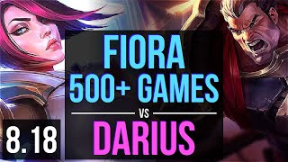 FIORA vs DARIUS (TOP) | 500+ games | NA Master | v8.18