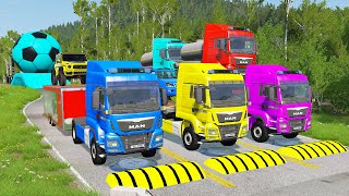 TRANSPORTING PIXAR CARS & FRUITS WITH COLORED & JOHN DEERE vs CLAAS vs TRACTORS - BeamNG.drive #962 screenshot 4