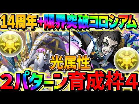 【パズル＆ドラゴンズ】14周年＋限界突破コロシアムを育成枠4体で3分台周回する光属性編成