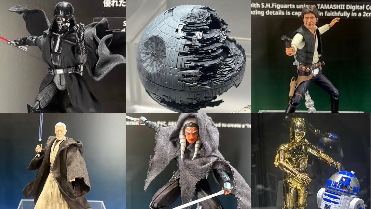New Sh Figuarts, Bandai action figures collectibles on display Star Wars Celebration Japan