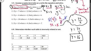 Inverse Variation Appplications Notes