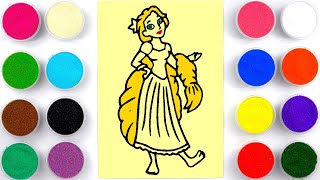 Sand painting coloring Disney princess Rapunzel