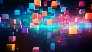 Famous Abstract background with glowing cubes. Abstract background with colorful lights and squares, AI Net Worth