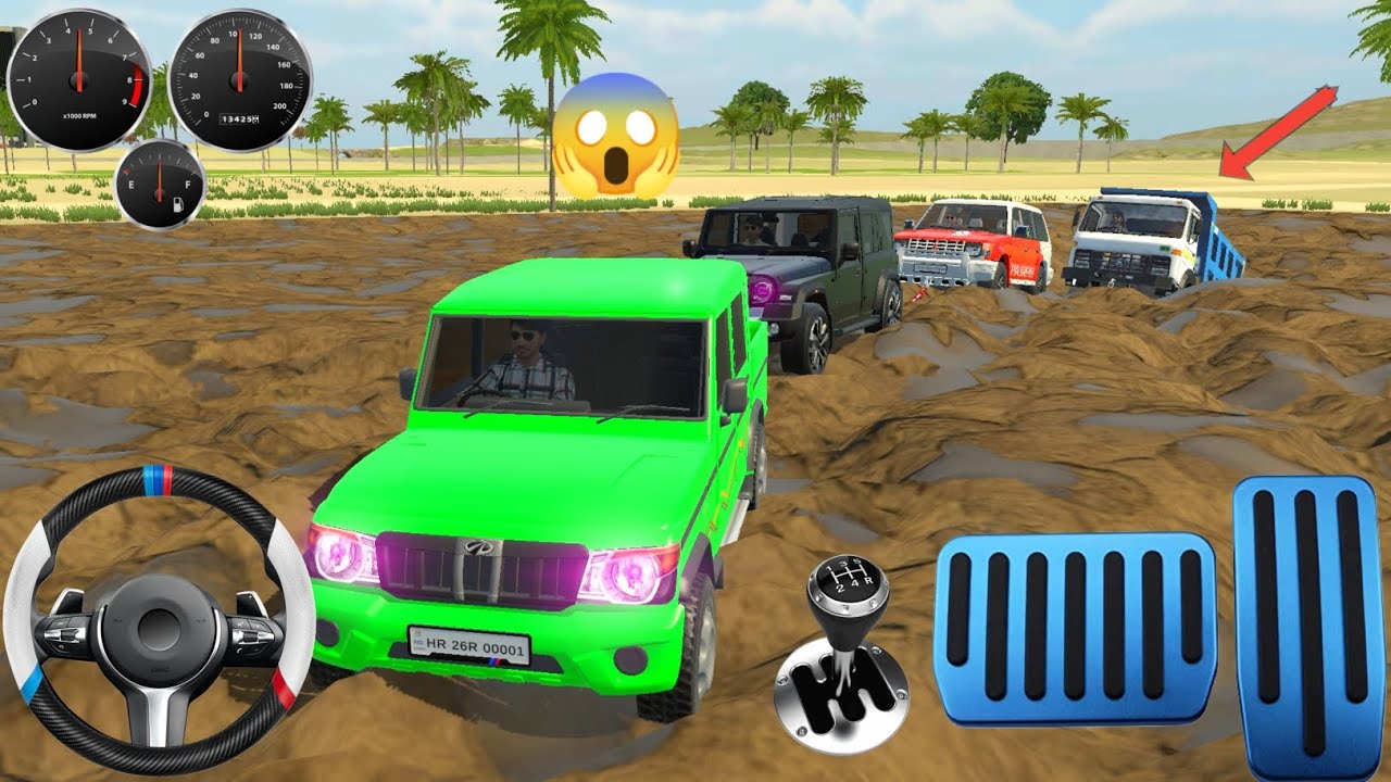 Harvester stuck mud in tractor jcb and rescue in the Harvester #indianvehiclessimulator3dvideos