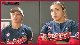 Postgame: Caitlin Lowe, Janelle Meoño & Sharlize Palacios after Arizona's softball loss to Alabama