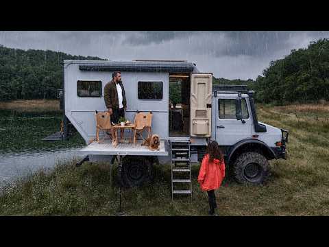 ☔️RAINY CAMPING WITH A HUGE RV!