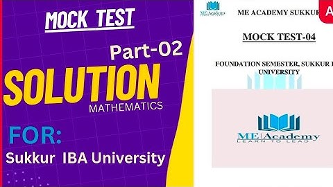 Mock Test Solution-02|ME ACADEMY| ASIF ALI